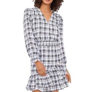 Vince Camuto Women's Plaid Long Sleeve Fit & Flare Dress Ivory Size XL NWT